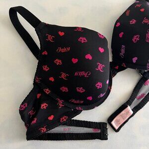 Juicy Couture 36B Black & Pink Logo Y2k Bra